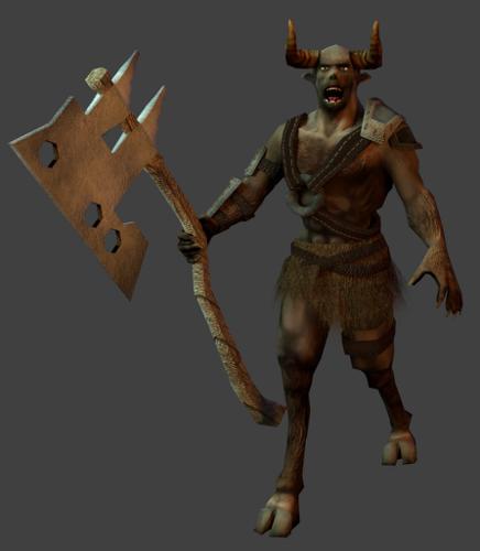 Faun with a Big Axe, Rigged, Textured preview image